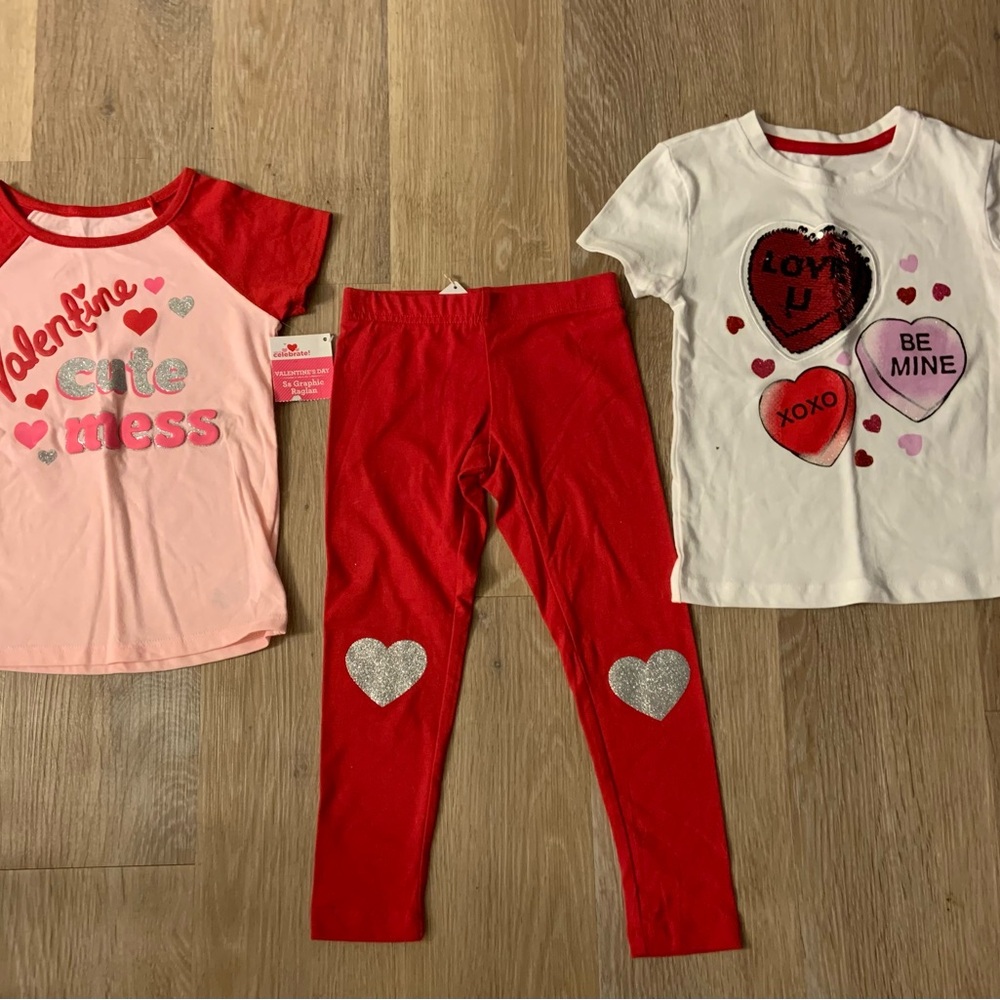 Celebrate! Girl's Size 4-5 Valentine's Day Small Of Mix And Match